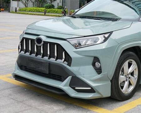 ცხაურა, აბლიცოვკა...Fits 2019 2020 Toyota Rav4 Maserati style Chrome Trim Front Bumper Grille Grill